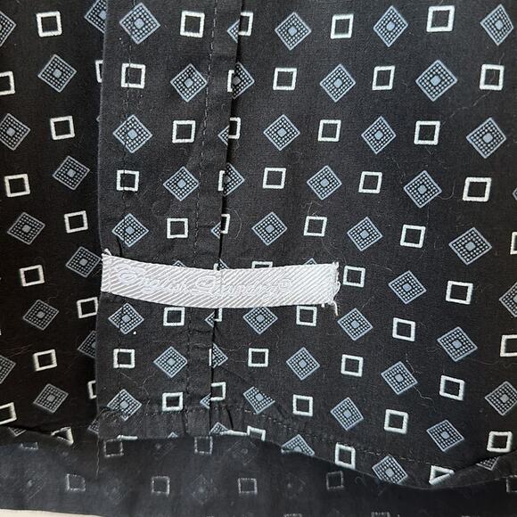 English Laundry Geometric Print Long Sleeve Button Up Dress Shirt Black New Sz L - Picture 8 of 14